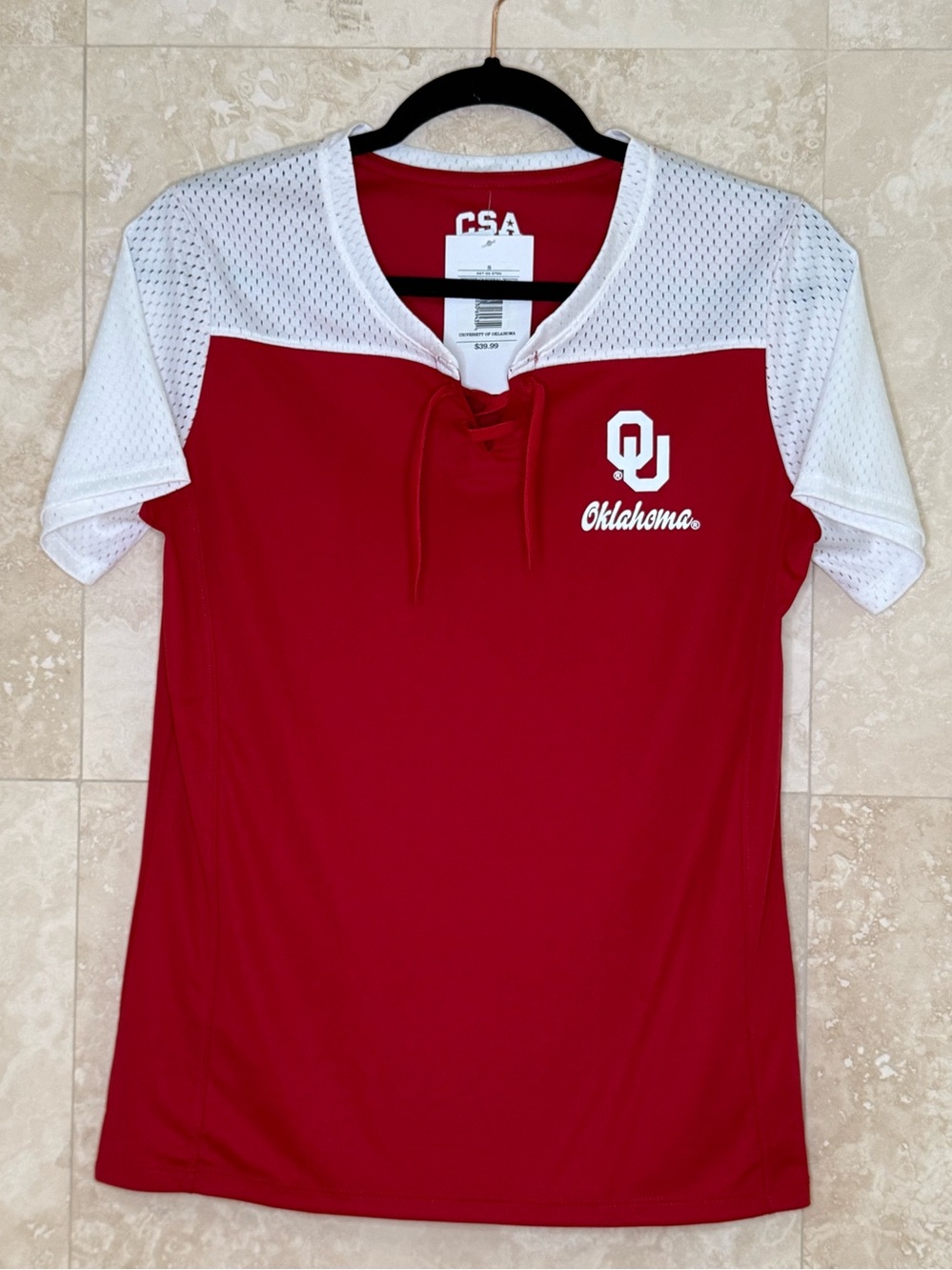 University of Oklahoma OU Red & White Mesh Football Jersey Top (Size S) NWT